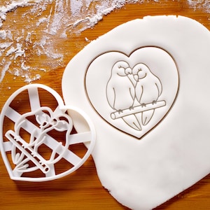 Lovebirds in Heart cookie cutter - Celebrate Love on Valentine's Day or Wedding party
