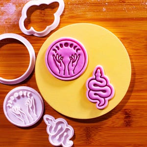 Schlange & Mond Ausstechform Set: Schlange, Mondphase Ministempel Prägung