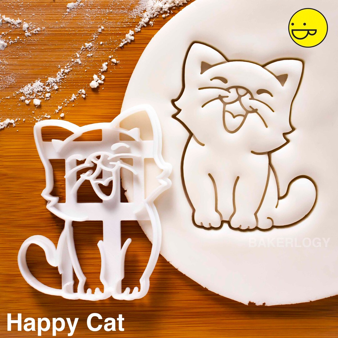 Cat Cookie Cutter Cute Happy Cat Theme Biscuit Cutters Purrfect Katze