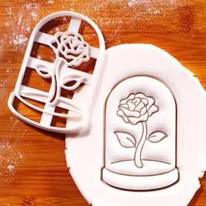 Glass Dome with Rose Cookie Cutter - Timeless Love, Floral Romantic Valentine's Day Treats