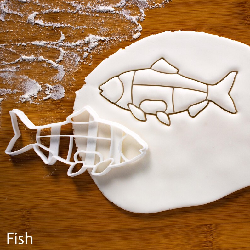 Molde para galletas con forma de vaca / Guía del carnicero para cortes de carne de res / Otras tablas de cortes de carne disponibles / Bakerlogy Fish