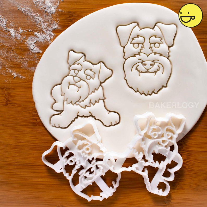 Mini Schnauzer Face cookie cutter Bakerlogy biscuit cutters furry friend adoption drive vet Veterinary miniature schnauzers cute portrait Promo Set: Get BOTH!