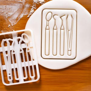 Cortador de biscoitos para ferramentas odontológicas – Formatos de instrumentos odontológicos para confeitaria em clínicas, estudantes e higienistas