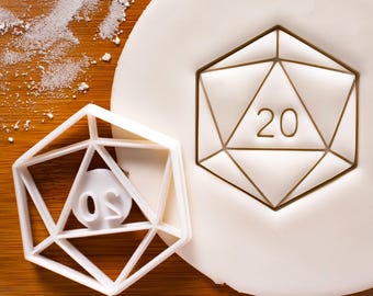 Natural 20 Icosahedron cookie cutter - platonic geometric shape for lucky gamers