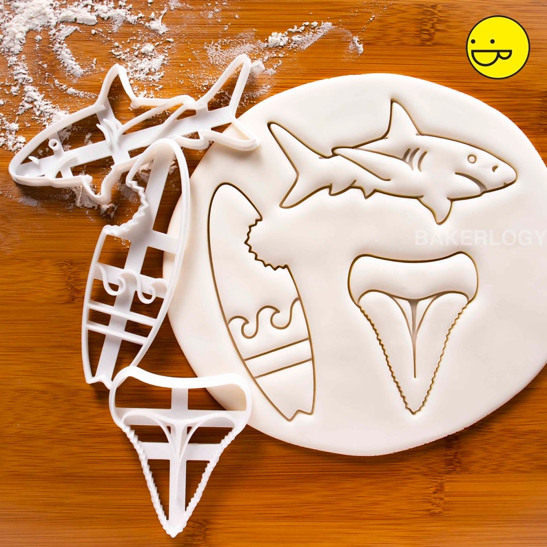 Great White Shark cookie cutter biscuit cutter realistic design cookies predator surfboard tooth cutters craft ooak fierce Bakerlogy PROMO Set: Get ALL 3