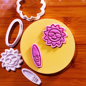 Surfboard & Sun Cookie Cutter-stempelset: Beach Party-surfertraktaties
