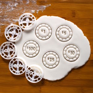 Poker Chips Ausstechformen - Kasino Party Token Formen, Fondant & Backset mit 5 Stück