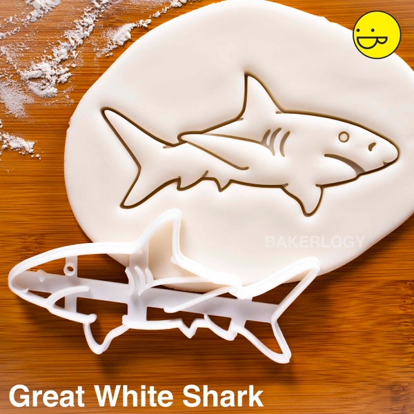 Emporte-pièce du grand requin blanc | coupe-biscuits | cookies de conception réalistes | coupe-dents de planche de surf prédateur artisanat ooak féroce | Boulangerlogie