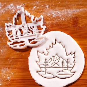Maple Leaf with Mountains Cookie Cutter: Fall Leaves for Woodland & Thanksgiving Baking, Autumn Season