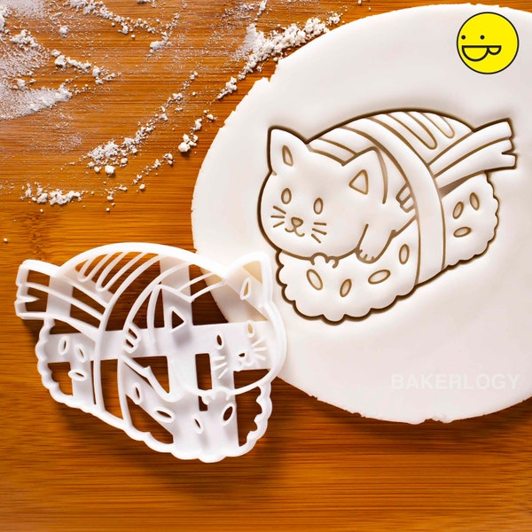 Cute Cat on a Sushi cookie cutter | biscuit cutter for cat lovers | kawaii katze birthday party | Bakerlogy