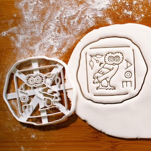 Greek Owl Coin Cookie Cutter - Bake biscuits for an Ancient Greece museum trip; Perfect gift for archaeologists and historians