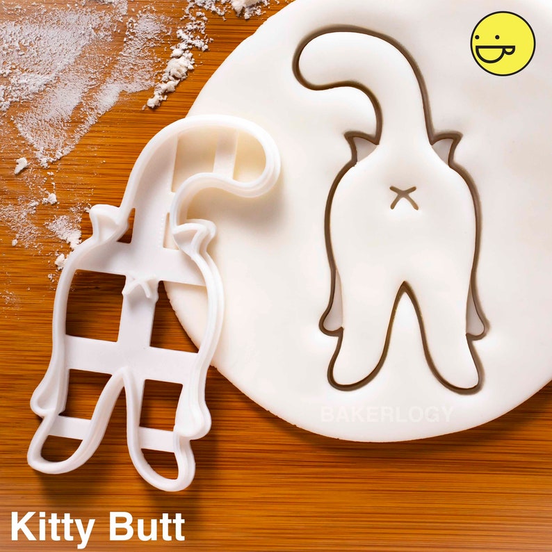 Kitty Butt cookie cutter | Bakerlogy biscuit cute happy cat butt body language behavior purrfect katze feline party friendly roll buttock 