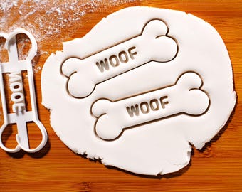 Cortador de galletas con forma de hueso de perro WOOF: Repostería para golosinas caninas