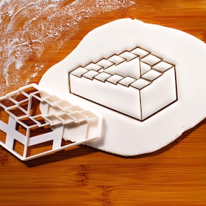 Impossible Stairs Cookie Cutter - A Delicious Twist on Baking! Suitable for mathematics theme party treats.