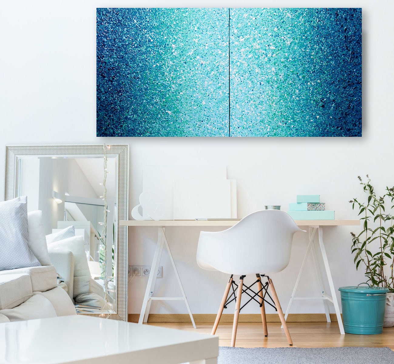 Aqua wall art Turquoise painting Blue abstract art Textured | Etsy