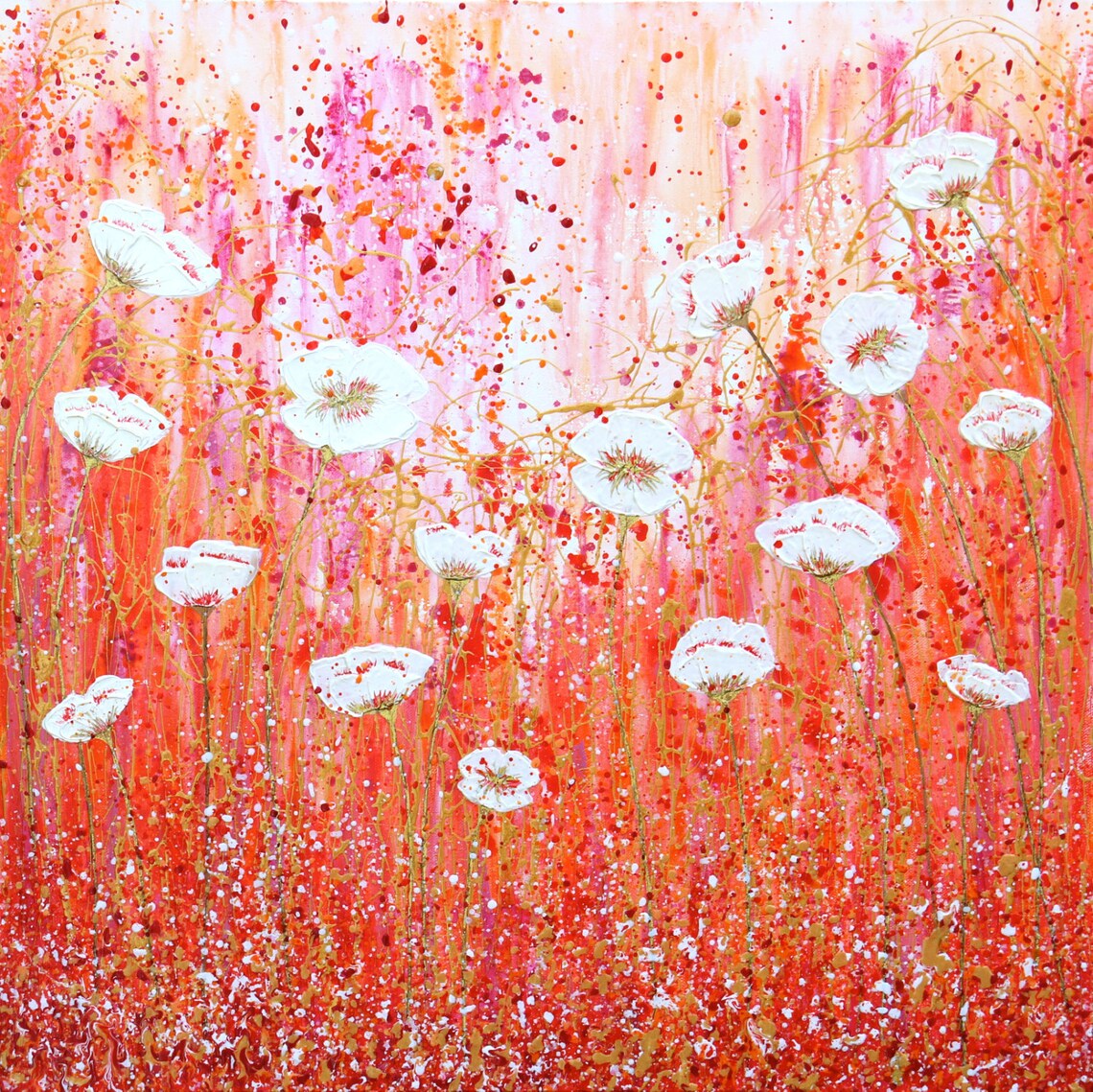 Metal Wall Art Metallic Painting Floral Wall Art Gold Etsy
