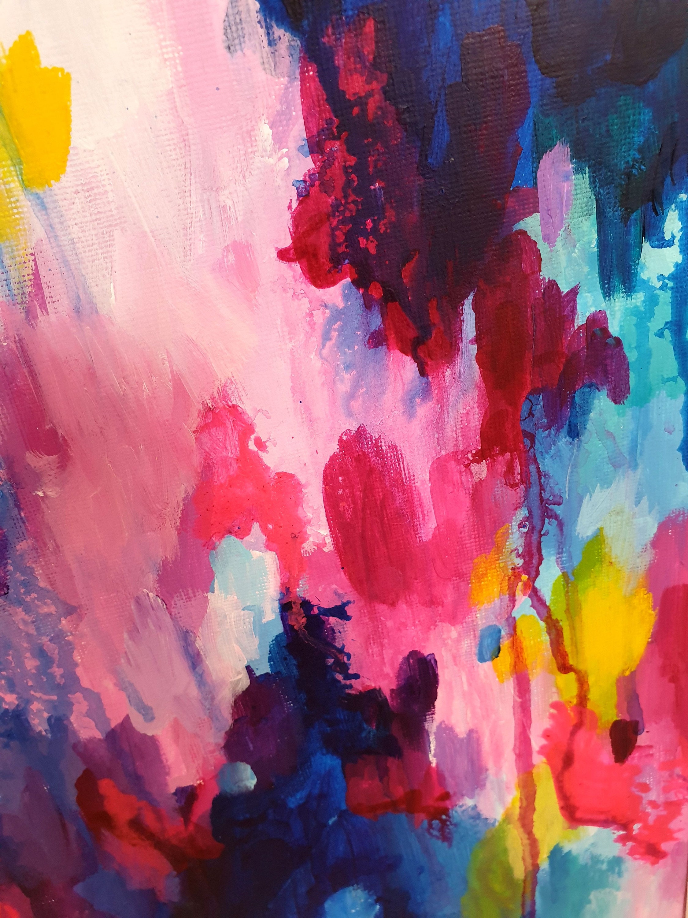 Blue and Pink Abstract Painting Contemporary Painting Etsy