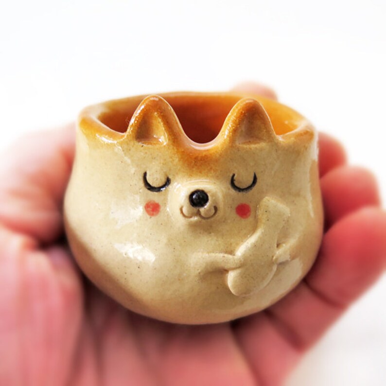 Ceramic tableware The small liquor cup of feel mellow Shiba Inu 柴犬工房しろ image 3