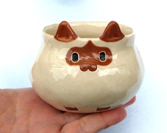 Siamese cat mug 250ml Japanese handmade pottery cat lovers gift