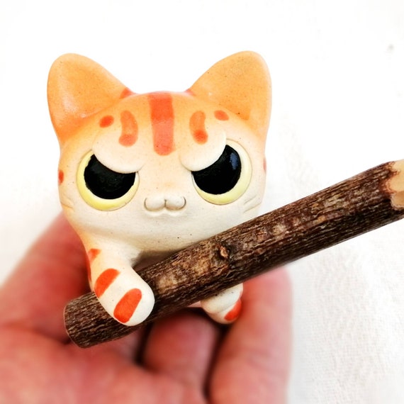 【手づくり陶器】トラ猫他3点 手作り 陶器 猫 置物（猫 置き物 ネコ 陶器 招き猫 5種セット