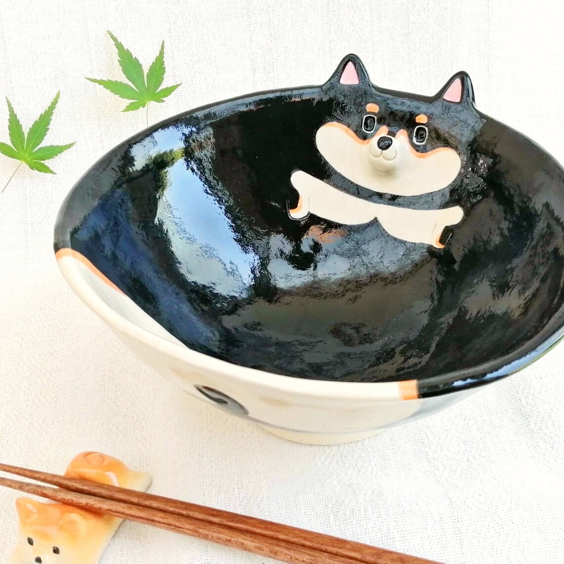 Black Shiba inu ramen noodles bowl 500ml Dog lovers item Etsy