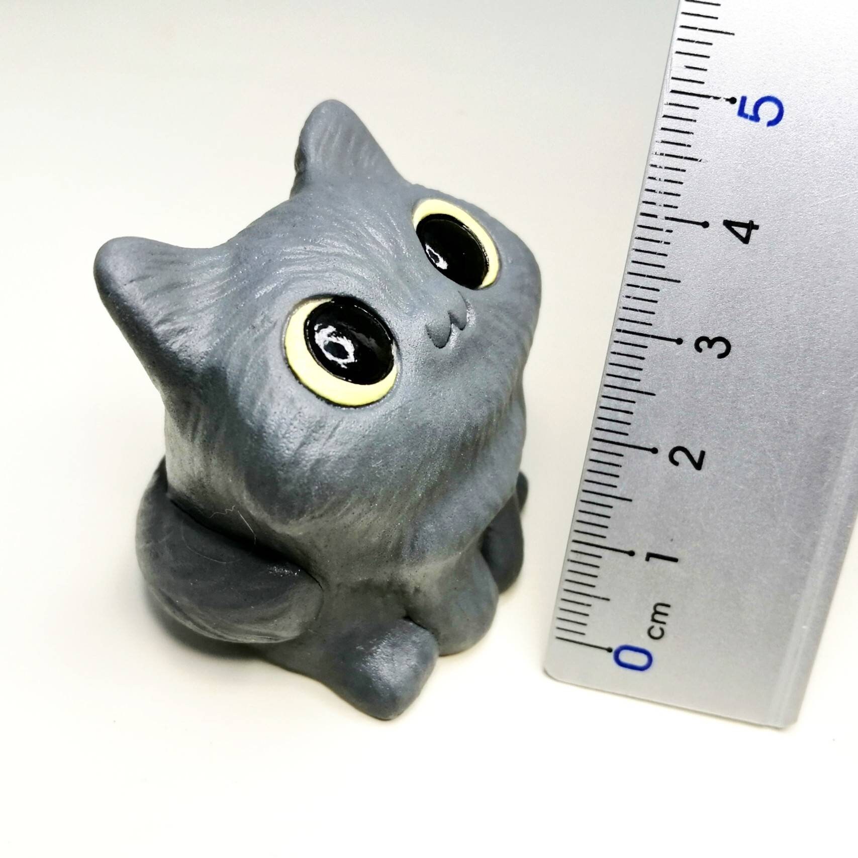Small gray cat doll cute figure black and white cat lover gift Etsy