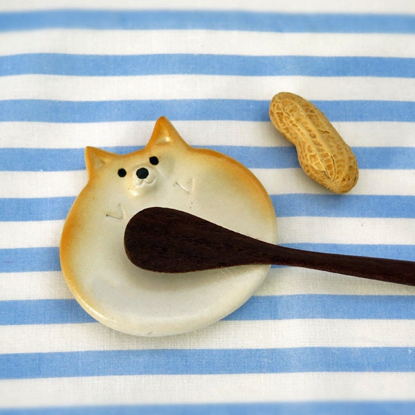 Ceramics tablewear  "The spoon rest of Shiba Inu type"  Shiba is the Japanese dog. 　工房しろ