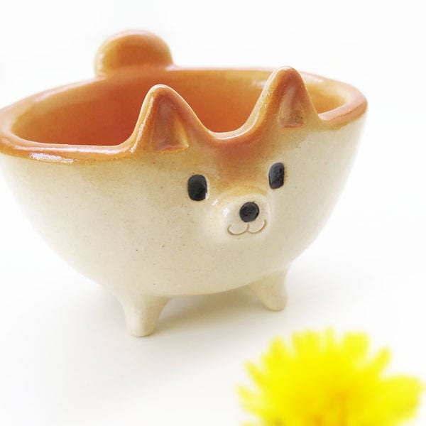 Ceramics tableware  "The small bowl of Shiba Inu shape"  Shiba is Japanese dog.　柴犬・工房しろ Japan