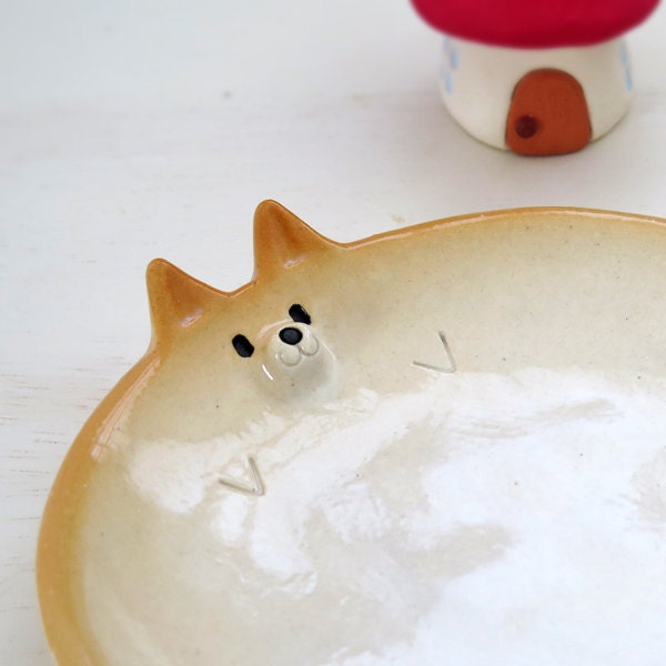 Ceramic tableware  "Small plate of Shiba Inu type"  Shiba is Japanese dog. NEW!　柴犬・工房しろ 日本