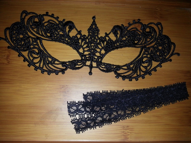 Black Unique Crown Lace Mask Lace Tie Back Queen Mask Etsy
