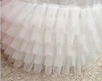 5 Row Layer White Lace Trim Elastic Lace Trims Ruffled Lace Bubble Skirt Ruffled Accessory 6.69 Inch Wide 1 Yard B073