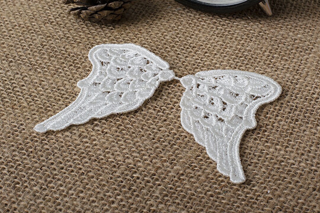5 Pairs Angel Wings Lace Appliques off White Venice Lace Embroidery