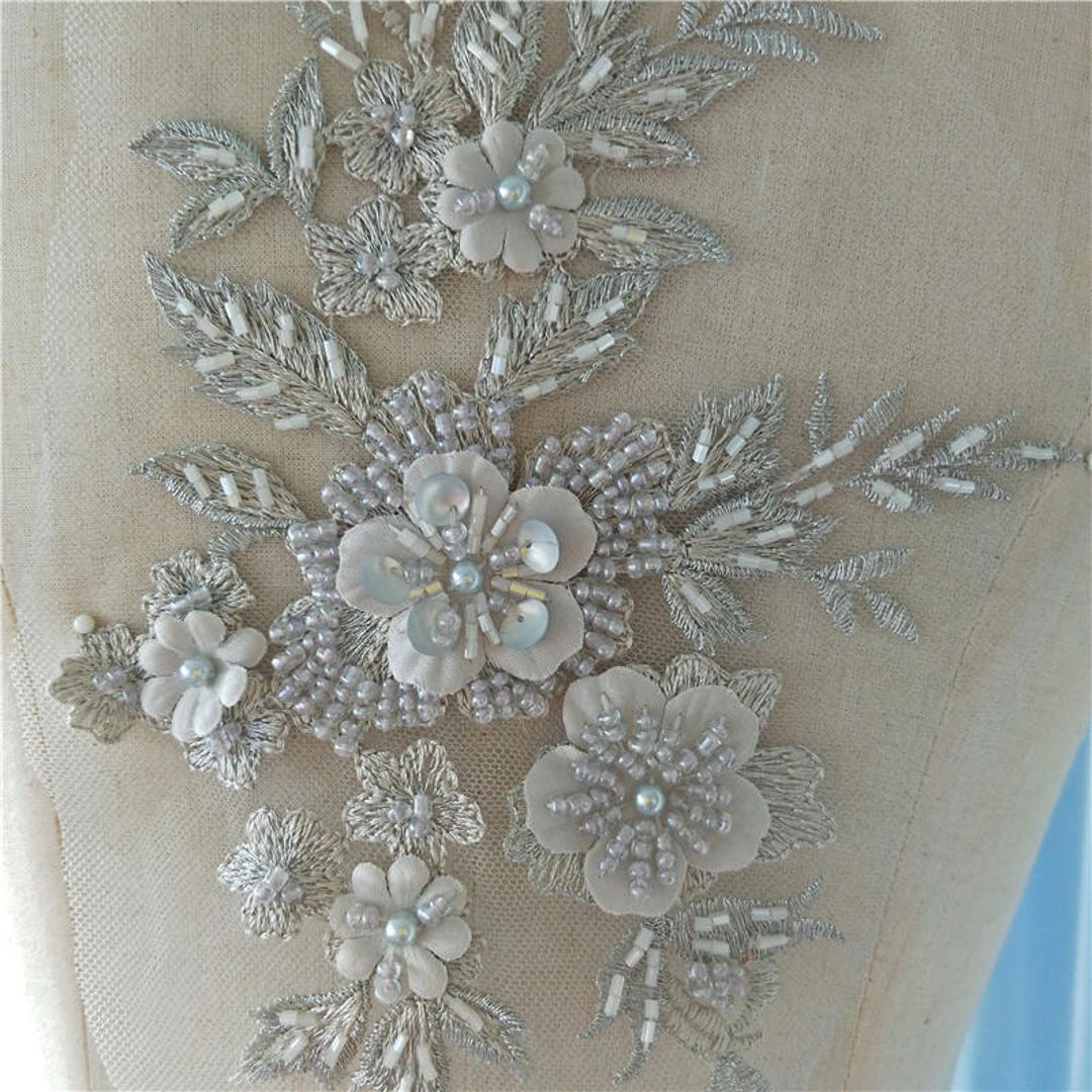 3D Beaded Lace Applique Embroidery Collar Dress Costumes Etsy