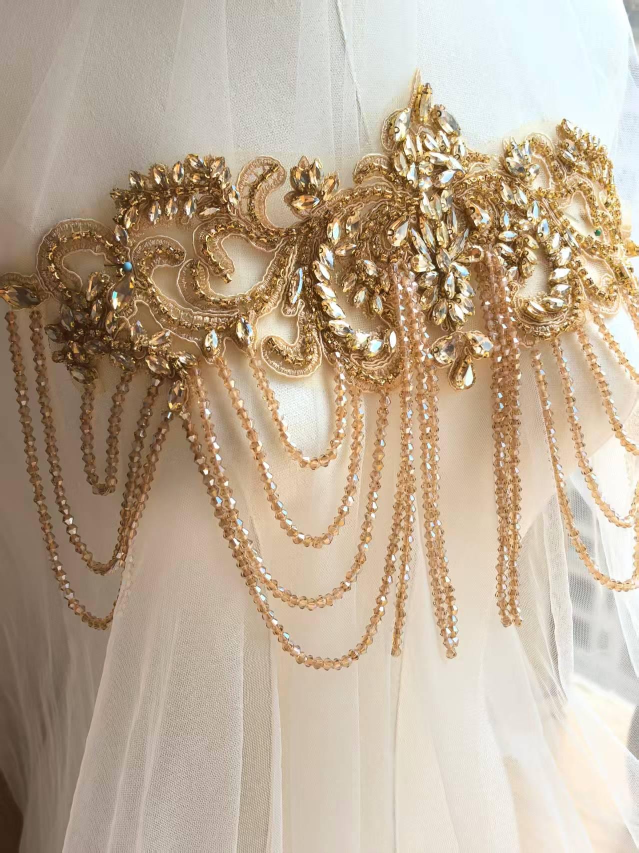 Satin Beaded Belt - Etsy display picture 2