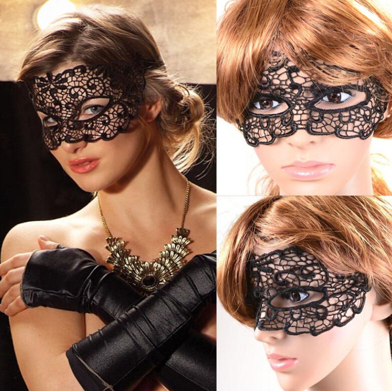 Black Lace Mask Lace Tie Back Queen Mask Masquerade Mask Sexy Etsy