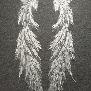 Ivory Angel Wing Lace Appliques Tulle Collar Embroidery bodices wedding gown Ivory Angel Wing Lace Appliques Tulle Collar Embroidery bodices wedding gown