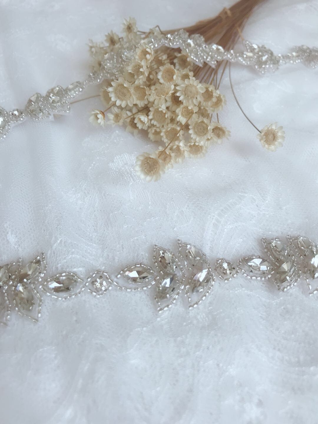 Rhinestone Crystal Beaded Lace Trim Rhinestone Applique Bridal | Etsy