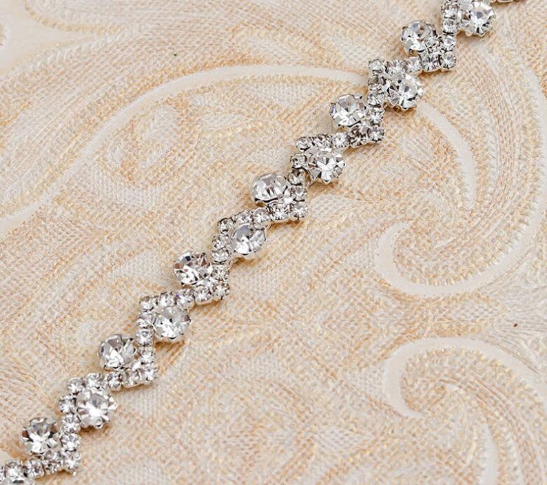 Rhinestone Trim Crystal Beaded Lace trim Rhinestone Applique Etsy