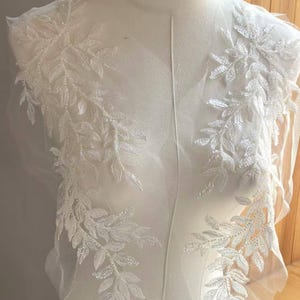 3D Perlen Florale Spitze Applikation - Brautkleid Mieder, Schleier Accessoire H0802 Tüll Gauze Brautkleid Hochzeit Spitze Brautschleier