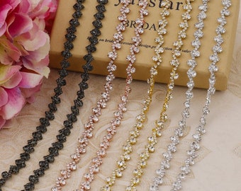 Rhinestone Trim Crystal Beaded Lace trim Rhinestone Applique Bridal Accessories Wedding Dress Sash bridal Belt Headband Straps H0337