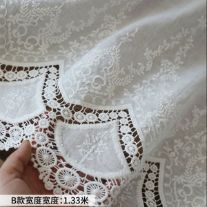 Pure Cotton Guipure Lace Fabric Off white cotton flower fabric bridal dress fabric curtains clothing sewing 51&quot; wide 1 Yard  H0825