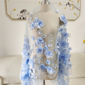 Pink Ivory Blue 3D Pearl  Floral Lace  Fabric Embroidered Tulle Bridal Gown fabric Wedding Bridal Lace wedding Bridal veil Fabric 59&quot; H0559