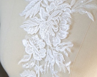 1PC 3D Floreale Ricamo Applicazione Perline Pizzo Rete Toppa Per - Foto 6