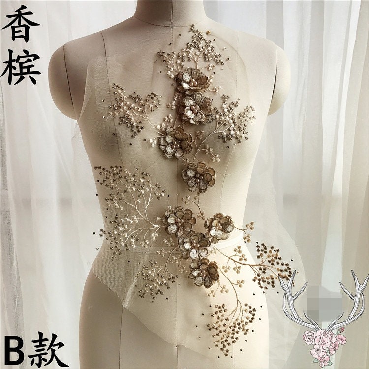 Lycindre Beaded Gown Champagne main image 1
