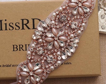 Rhinestone Beaded Applique Rhinestone Applique Crystal Trim Bridal Accessories Wedding Dress Sash Belt Headband H0129