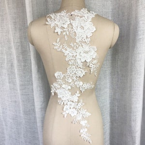 Ivory Lace Applique rayon blossom Embroidery Patches Collar Wedding gown Bodice dance show costumes ballet dress H0486