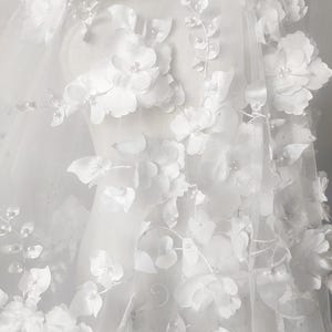 3D-parelkleurige bloemenkant Stof: roze en ivoor geborduurde tule, bruidsjurk (59" breed) H0559 tule gaas bruidsjurk bruiloft kant bruidssluier