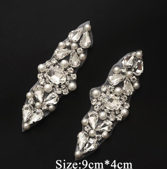 Rhinestone Crystal Beaded Lace Trim Rhinestone Applique Bridal Accessories  Wedding Dress Sash Bridal Belt Headband Straps H056 