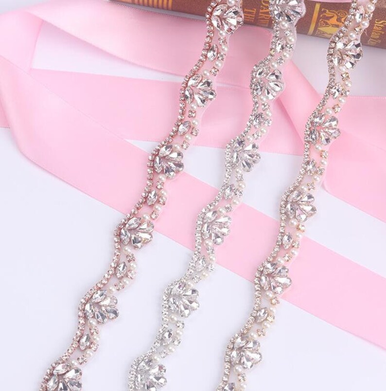 Rhinestone Crystal Beaded Lace Trim Rhinestone Applique Bridal Etsy