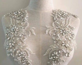 Silver Deluxe 3D Rhinestone Beaded crystal Applique Bridal Accessories Wedding Dress Sash bridal Belt Headband Straps H0785